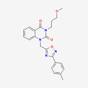 molecular formula C22H22N4O4 B2796721 3-(3-methoxypropyl)-1-((3-(p-tolyl)-1,2,4-oxadiazol-5-yl)methyl)quinazoline-2,4(1H,3H)-dione CAS No. 1105220-67-4