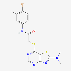 molecular formula C16H16BrN5OS2 B2796726 N-(4-溴-3-甲基苯基)-2-((2-(二甲胺)噻唑并[4,5-d]嘧啶-7-基)硫)乙酰胺 CAS No. 1189964-42-8