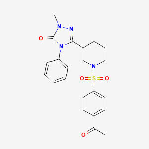 molecular formula C22H24N4O4S B2796728 3-(1-((4-acetylphenyl)sulfonyl)piperidin-3-yl)-1-methyl-4-phenyl-1H-1,2,4-triazol-5(4H)-one CAS No. 1396854-12-8