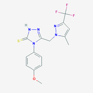 4-(4-methoxyphenyl)-5-{[5-methyl-3-(trifluoromethyl)-1H-pyrazol-1-yl]methyl}-4H-1,2,4-triazol-3-yl hydrosulfide