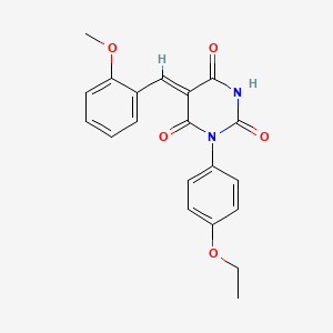 molecular formula C20H18N2O5 B2796741 (5Z)-1-(4-乙氧苯基)-5-[(2-甲氧苯基)甲基亚甲基]-1,3-二氮杂环己烷-2,4,6-三酮 CAS No. 313508-46-2