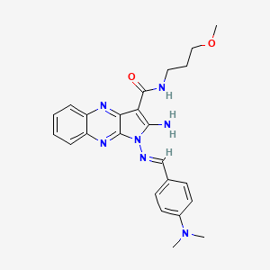 (E)-2-amino-1-((4-(dimethylamino)benzylidene)amino)-N-(3-methoxypropyl)-1H-pyrrolo[2,3-b]quinoxaline-3-carboxamide