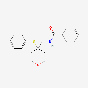 molecular formula C19H25NO2S B2796744 N-((4-(phenylthio)tetrahydro-2H-pyran-4-yl)methyl)cyclohex-3-enecarboxamide CAS No. 1797735-62-6