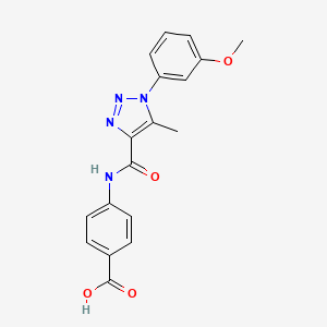 molecular formula C18H16N4O4 B2796751 4-(1-(3-methoxyphenyl)-5-methyl-1H-1,2,3-triazole-4-carboxamido)benzoic acid CAS No. 923107-26-0