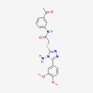 molecular formula C20H21N5O4S B2796765 N-(3-acetylphenyl)-2-{[4-amino-5-(3,4-dimethoxyphenyl)-4H-1,2,4-triazol-3-yl]sulfanyl}acetamide CAS No. 900007-12-7