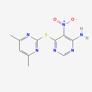 molecular formula C10H10N6O2S B2796784 6-((4,6-Dimethylpyrimidin-2-yl)thio)-5-nitropyrimidin-4-amine CAS No. 324544-96-9