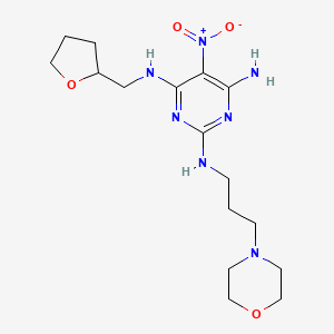molecular formula C16H27N7O4 B2796792 N~2~-[3-(morpholin-4-yl)propyl]-5-nitro-N~4~-(tetrahydrofuran-2-ylmethyl)pyrimidine-2,4,6-triamine CAS No. 674338-82-0