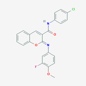 molecular formula C23H16ClFN2O3 B2796806 (2Z)-N-(4-chlorophenyl)-2-[(3-fluoro-4-methoxyphenyl)imino]-2H-chromene-3-carboxamide CAS No. 1327176-11-3