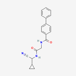 molecular formula C20H19N3O2 B2796812 N-[2-[[Cyano(cyclopropyl)methyl]amino]-2-oxoethyl]-4-phenylbenzamide CAS No. 1645501-71-8