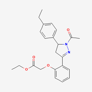 molecular formula C23H26N2O4 B2796813 ethyl 2-(2-(1-acetyl-5-(4-ethylphenyl)-4,5-dihydro-1H-pyrazol-3-yl)phenoxy)acetate CAS No. 876942-84-6