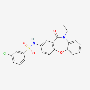 molecular formula C21H17ClN2O4S B2796828 3-chloro-N-(10-ethyl-11-oxo-10,11-dihydrodibenzo[b,f][1,4]oxazepin-2-yl)benzenesulfonamide CAS No. 922062-03-1