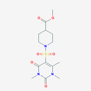 molecular formula C14H21N3O6S B2796834 Methyl 1-(1,3,4-trimethyl-2,6-dioxopyrimidin-5-yl)sulfonylpiperidine-4-carboxylate CAS No. 893339-83-8