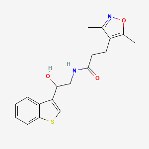molecular formula C18H20N2O3S B2796837 N-(2-(benzo[b]thiophen-3-yl)-2-hydroxyethyl)-3-(3,5-dimethylisoxazol-4-yl)propanamide CAS No. 2097899-48-2