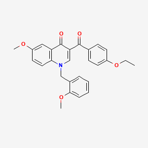 molecular formula C27H25NO5 B2796845 3-(4-乙氧基苯甲酰)-6-甲氧基-1-[(2-甲氧基苯基)甲基]喹啉-4-酮 CAS No. 866016-78-6