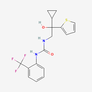molecular formula C17H17F3N2O2S B2796852 1-(2-Cyclopropyl-2-hydroxy-2-(thiophen-2-yl)ethyl)-3-(2-(trifluoromethyl)phenyl)urea CAS No. 1396798-12-1