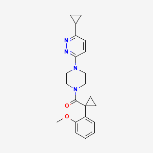 molecular formula C22H26N4O2 B2796853 (4-(6-Cyclopropylpyridazin-3-yl)piperazin-1-yl)(1-(2-methoxyphenyl)cyclopropyl)methanone CAS No. 2034494-04-5