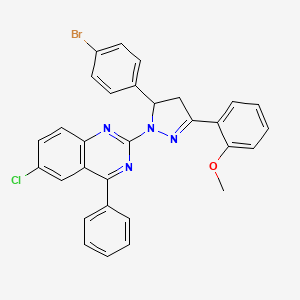 molecular formula C30H22BrClN4O B2796857 2-(5-(4-溴苯基)-3-(2-甲氧基苯基)-4,5-二氢-1H-吡唑-1-基)-6-氯-4-苯基喹啉 CAS No. 361167-16-0