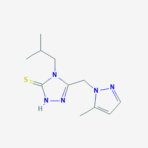 molecular formula C11H17N5S B2796858 4-Isobutyl-5-((5-methyl-1H-pyrazol-1-yl)methyl)-4H-1,2,4-triazole-3-thiol CAS No. 1002205-07-3