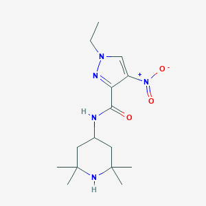 molecular formula C15H25N5O3 B279686 1-ethyl-4-nitro-N-(2,2,6,6-tetramethyl-4-piperidinyl)-1H-pyrazole-3-carboxamide 