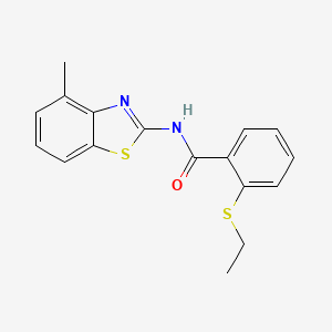 molecular formula C17H16N2OS2 B2796860 2-(ethylthio)-N-(4-methylbenzo[d]thiazol-2-yl)benzamide CAS No. 886915-58-8
