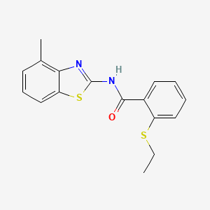 molecular formula C17H16N2OS2 B2796860 2-(乙硫基)-N-(4-甲基苯并[d]噻唑-2-基)苯甲酰胺 CAS No. 886915-58-8