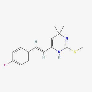 molecular formula C15H17FN2S B2796868 4-(4-Fluorostyryl)-6,6-dimethyl-2-(methylsulfanyl)-1,6-dihydropyrimidine CAS No. 303148-77-8