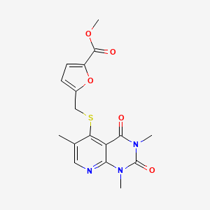 molecular formula C17H17N3O5S B2796870 Methyl 5-(((1,3,6-trimethyl-2,4-dioxo-1,2,3,4-tetrahydropyrido[2,3-d]pyrimidin-5-yl)thio)methyl)furan-2-carboxylate CAS No. 900004-33-3