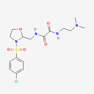 molecular formula C16H23ClN4O5S B2796873 N1-((3-((4-氯苯基)磺酰)噁唑烷-2-基)甲基)-N2-(2-(二甲氨基)乙基)草酰胺 CAS No. 874804-48-5