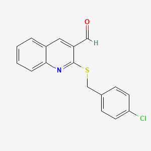 molecular formula C17H12ClNOS B2796874 2-[(4-Chlorobenzyl)sulfanyl]-3-quinolinecarbaldehyde CAS No. 65764-05-8