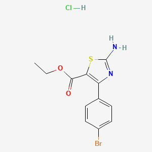 molecular formula C12H12BrClN2O2S B2796880 Ethyl 2-amino-4-(4-bromophenyl)-1,3-thiazole-5-carboxylate hydrochloride CAS No. 1864015-13-3
