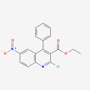 molecular formula C18H13ClN2O4 B2796883 Ethyl 2-chloro-6-nitro-4-phenylquinoline-3-carboxylate CAS No. 312750-40-6
