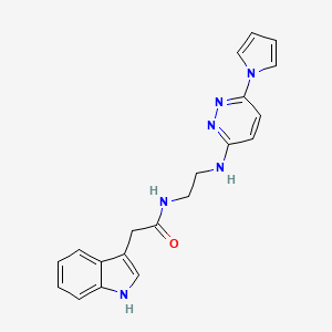 molecular formula C20H20N6O B2796898 N-(2-((6-(1H-pyrrol-1-yl)pyridazin-3-yl)amino)ethyl)-2-(1H-indol-3-yl)acetamide CAS No. 1396583-15-5