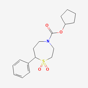molecular formula C17H23NO4S B2796900 Cyclopentyl 7-phenyl-1,4-thiazepane-4-carboxylate 1,1-dioxide CAS No. 2309216-03-1