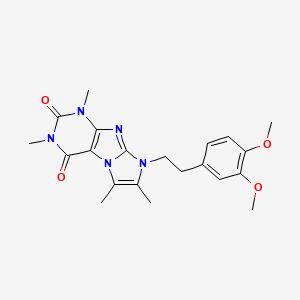 molecular formula C21H25N5O4 B2796907 8-(3,4-dimethoxyphenethyl)-1,3,6,7-tetramethyl-1H-imidazo[2,1-f]purine-2,4(3H,8H)-dione CAS No. 896803-86-4