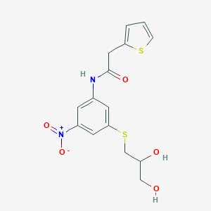 molecular formula C15H16N2O5S2 B279691 N-{3-[(2,3-dihydroxypropyl)sulfanyl]-5-nitrophenyl}-2-(thiophen-2-yl)acetamide 