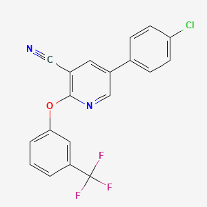 molecular formula C19H10ClF3N2O B2796919 5-(4-氯苯基)-2-[3-(三氟甲基)苯氧基]吡啶-3-碳腈 CAS No. 338955-27-4