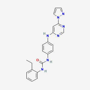 molecular formula C22H21N7O B2796922 1-(4-((6-(1H-吡唑-1-基)嘧啶-4-基)氨基)苯基)-3-(2-乙基苯基)脲 CAS No. 1170791-67-9