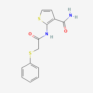 molecular formula C13H12N2O2S2 B2796925 2-(2-(苯硫基)乙酰氨基)噻吩-3-羧酰胺 CAS No. 771501-19-0