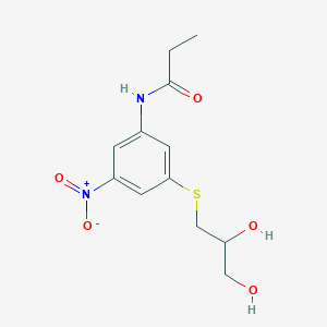 molecular formula C12H16N2O5S B279693 N-{3-[(2,3-dihydroxypropyl)sulfanyl]-5-nitrophenyl}propanamide 