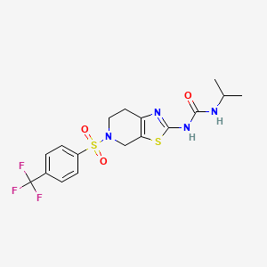 molecular formula C17H19F3N4O3S2 B2796931 1-Isopropyl-3-(5-((4-(trifluoromethyl)phenyl)sulfonyl)-4,5,6,7-tetrahydrothiazolo[5,4-c]pyridin-2-yl)urea CAS No. 1396885-46-3