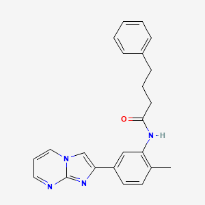 molecular formula C23H22N4O B2796958 N-(5-(imidazo[1,2-a]pyrimidin-2-yl)-2-methylphenyl)-4-phenylbutanamide CAS No. 862810-52-4
