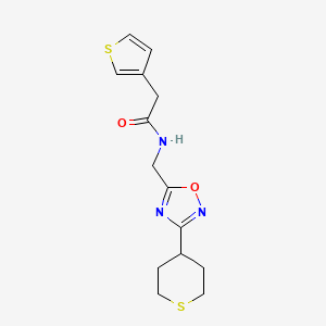 N-((3-(tetrahydro-2H-thiopyran-4-yl)-1,2,4-oxadiazol-5-yl)methyl)-2-(thiophen-3-yl)acetamide