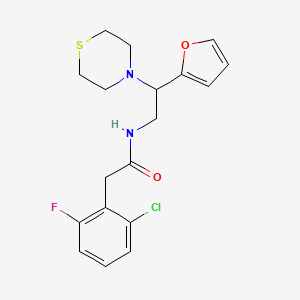 molecular formula C18H20ClFN2O2S B2796967 2-(2-chloro-6-fluorophenyl)-N-(2-(furan-2-yl)-2-thiomorpholinoethyl)acetamide CAS No. 2034572-14-8
