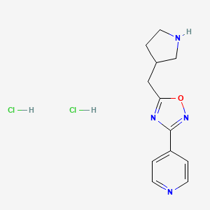 molecular formula C12H16Cl2N4O B2796968 4-{5-[(Pyrrolidin-3-yl)methyl]-1,2,4-oxadiazol-3-yl}pyridine dihydrochloride CAS No. 2097936-09-7