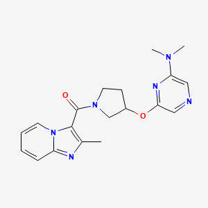 molecular formula C19H22N6O2 B2796974 (3-((6-(Dimethylamino)pyrazin-2-yl)oxy)pyrrolidin-1-yl)(2-methylimidazo[1,2-a]pyridin-3-yl)methanone CAS No. 2034334-79-5