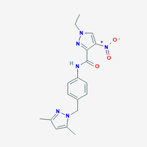 N-{4-[(3,5-dimethyl-1H-pyrazol-1-yl)methyl]phenyl}-1-ethyl-4-nitro-1H-pyrazole-3-carboxamide