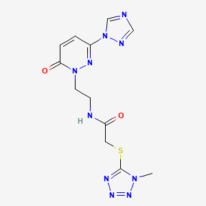 2-((1-methyl-1H-tetrazol-5-yl)thio)-N-(2-(6-oxo-3-(1H-1,2,4-triazol-1-yl)pyridazin-1(6H)-yl)ethyl)acetamide
