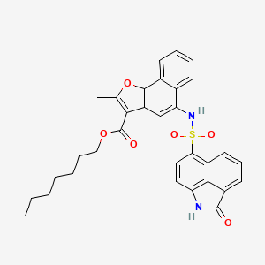 molecular formula C32H30N2O6S B2796994 Heptyl 2-methyl-5-(2-oxo-1,2-dihydrobenzo[cd]indole-6-sulfonamido)naphtho[1,2-b]furan-3-carboxylate CAS No. 442553-55-1
