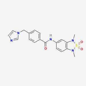 molecular formula C19H19N5O3S B2796996 4-((1H-imidazol-1-yl)methyl)-N-(1,3-dimethyl-2,2-dioxido-1,3-dihydrobenzo[c][1,2,5]thiadiazol-5-yl)benzamide CAS No. 2034544-20-0
