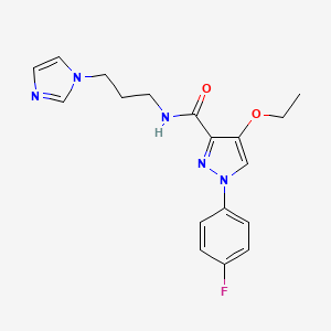 molecular formula C18H20FN5O2 B2796999 N-(3-(1H-咪唑-1-基)丙基)-4-乙氧基-1-(4-氟苯基)-1H-吡唑-3-羧酰胺 CAS No. 1171749-24-8